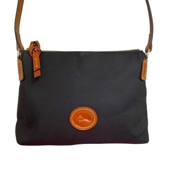 Dooney And Bourke Black Nylon And Brown Leather Crossbody Bags